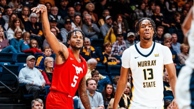 Ricardo Wright drains one of 15 threes SMU hit against Murray State Friday night.